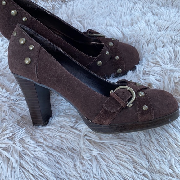 MIA brown suede studded platform heels size 6 - Picture 2 of 12